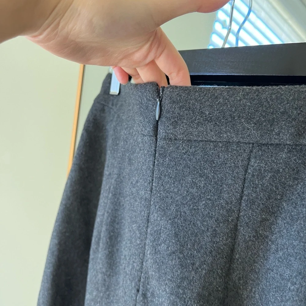 NWT🔖Lobbster Vietnamese Designer Brand Grey Draped Midi Skirt Wool A-line - Picture 8 of 10